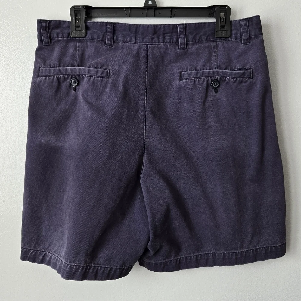 Cherokee Men’s Vintage Navy Blue Pleated Chino Shorts Dark Wash Size 34